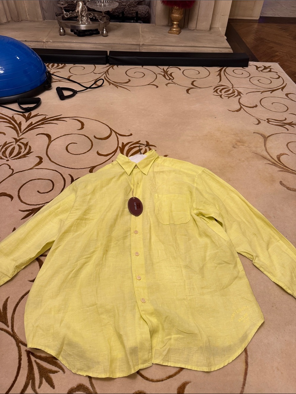 Tommy Bahama Men's Yellow Linen Button-Down Shirt